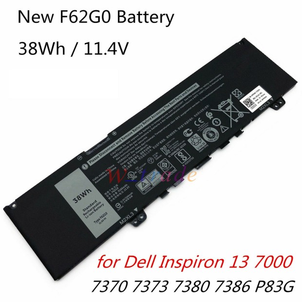 Battery For Dell F62G0 Inspiron 13-7000 P83G - 3A UK