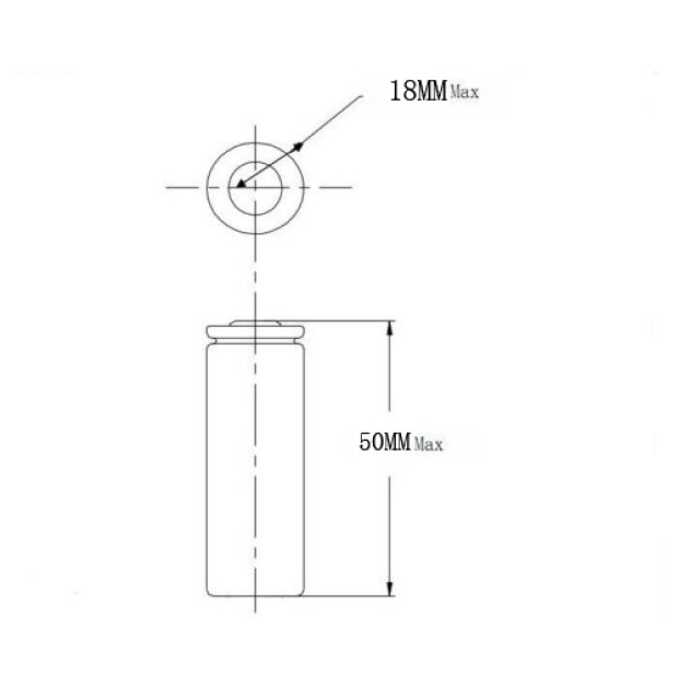 2x 18500 Battery Top Button Li-ion Rechargeable 3.7V